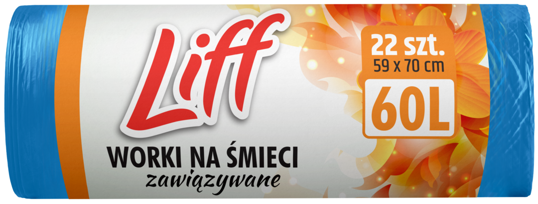 Worki na śmieci niebieskie Liff 60l 22szt widok główny