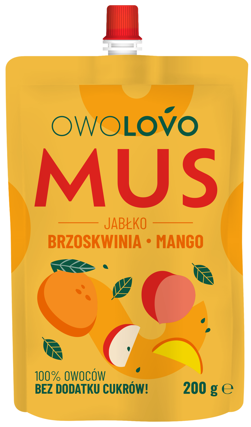 Mus jabłko brzoskwinia mango Owolovo 200g widok główny