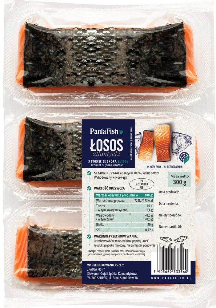 Łosoś atlantycki z/s Paula Fish 3x100g widok 1