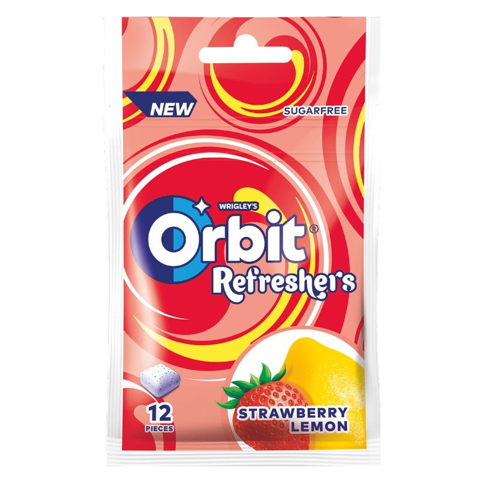 Guma Orbit Refreshers strawb. lem. 12szt. drażetki widok 1
