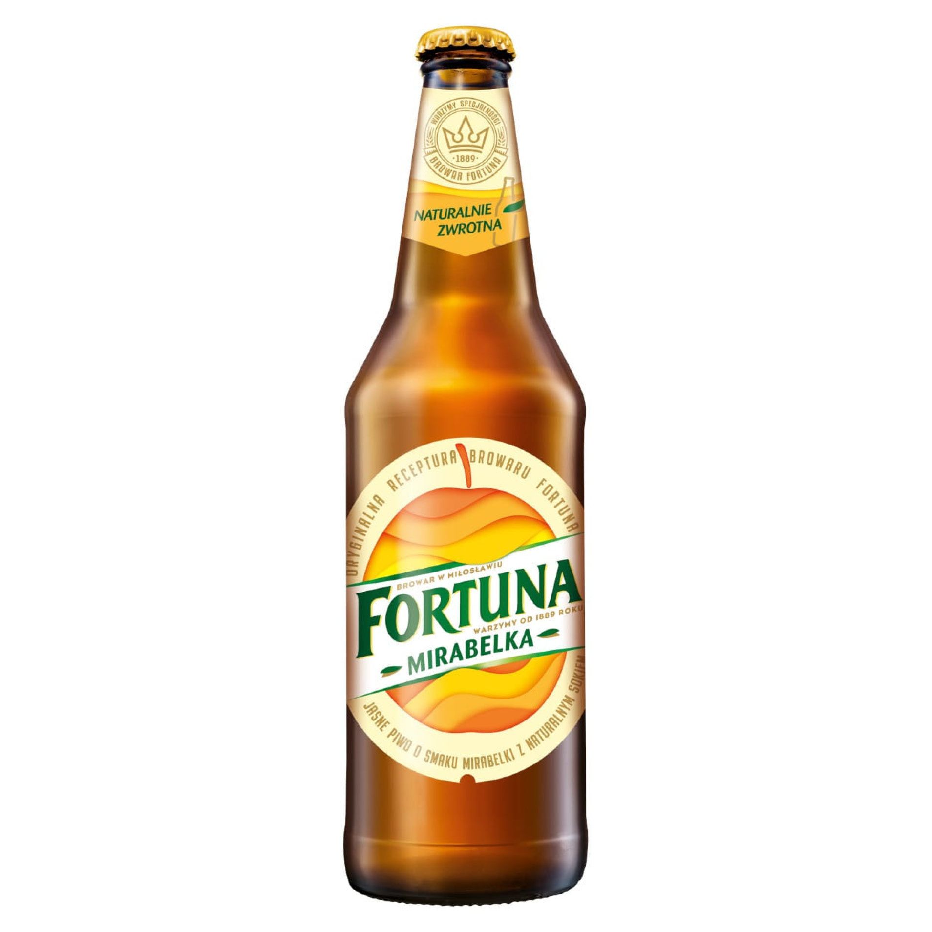 Piwo Fortuna mirabelka 0,5l 5,1% but. zw. widok główny