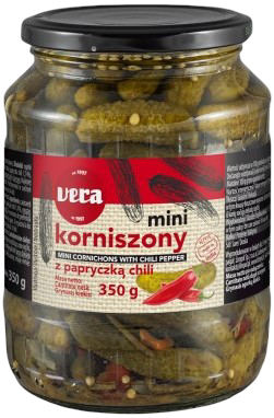 Korniszony mini z papryczką chili Vera 350/190g widok 1