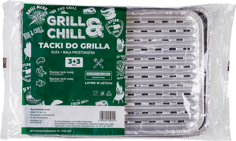 Zestaw tacek alumi Grill&Chill mała 3szt+duża 3szt widok główny