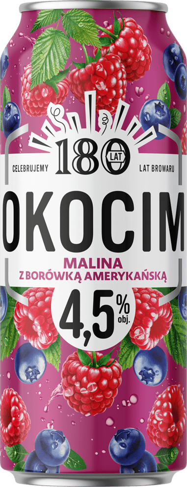 Piwo Okocim malina borówka 0,5l 4,5% puszka widok 1