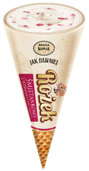 Lody rożek Jak Dawniej śmiet. z wiśn. Koral 180ml widok główny