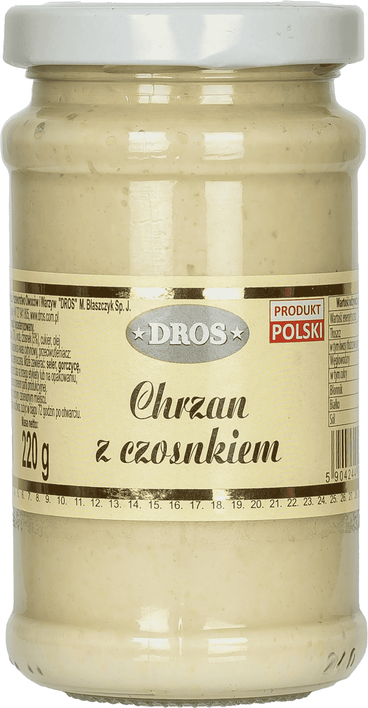 Chrzan z czosnkiem Dros 220g widok 1