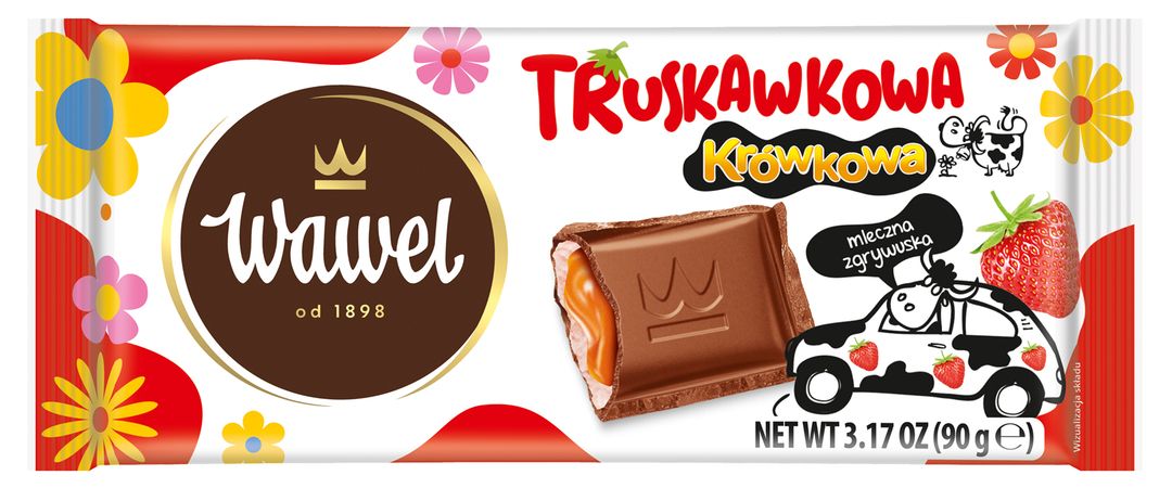 Czekolada truskawkowa krówkowa Wawel 90g widok 1