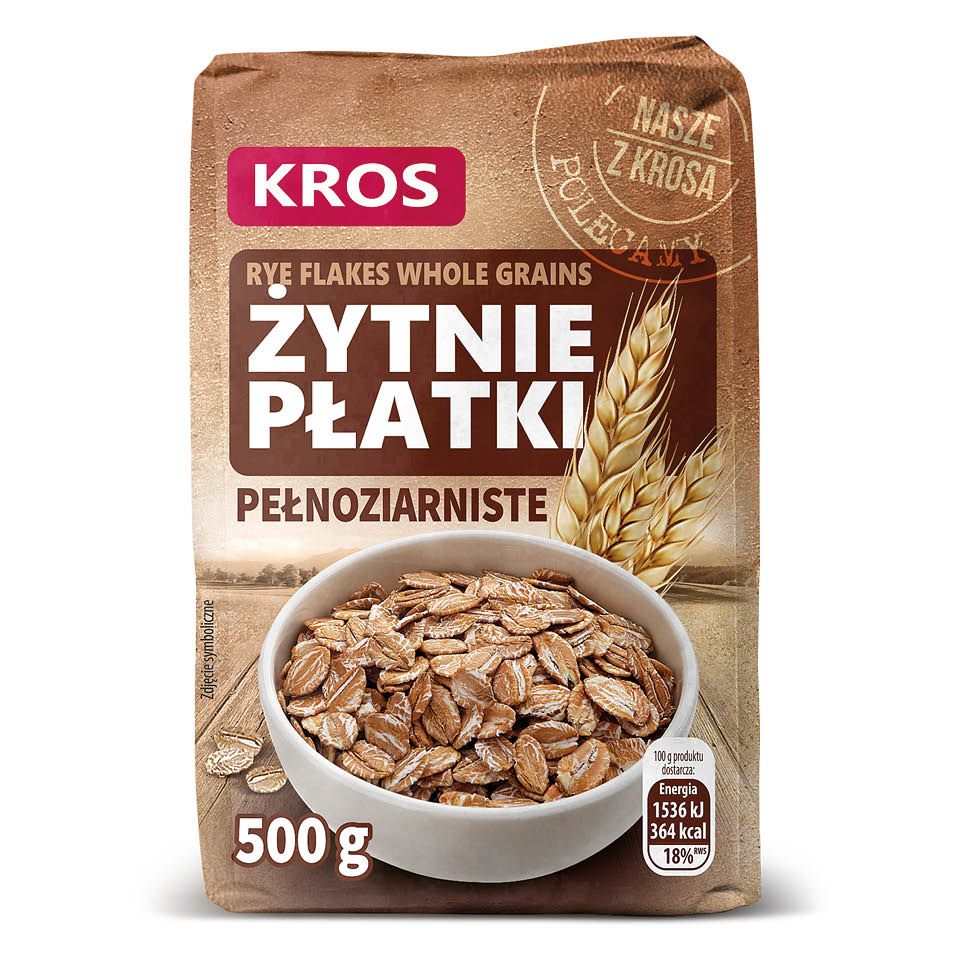 Płatki żytnie pełnoziarniste Kros 500g widok 1