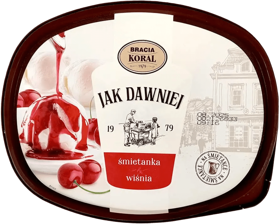 Lody Jak Dawniej śmiet. z wiśn. i sosem Koral 0,9l widok główny