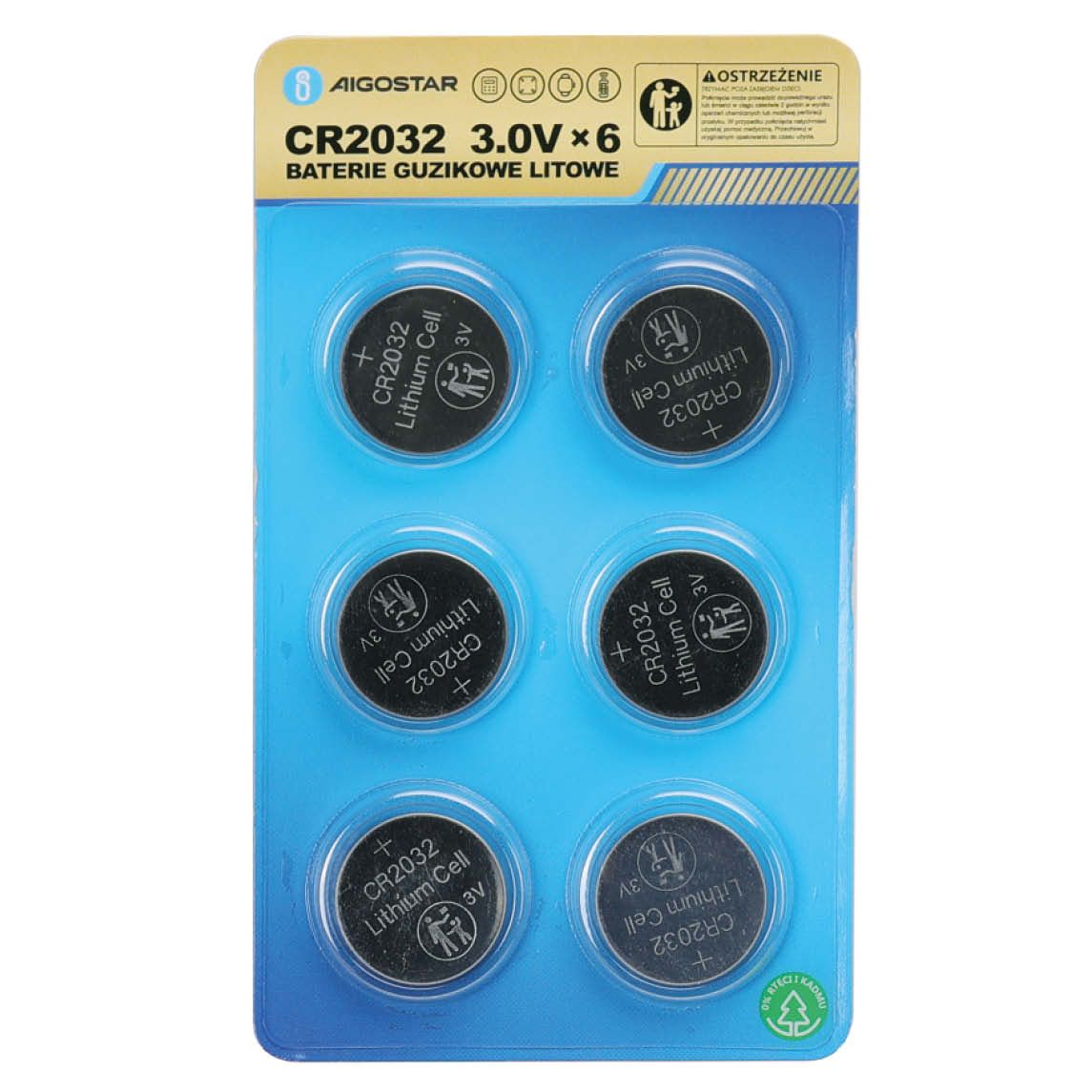 Bateria litowa CR2032 Aigostar 6szt. widok 1