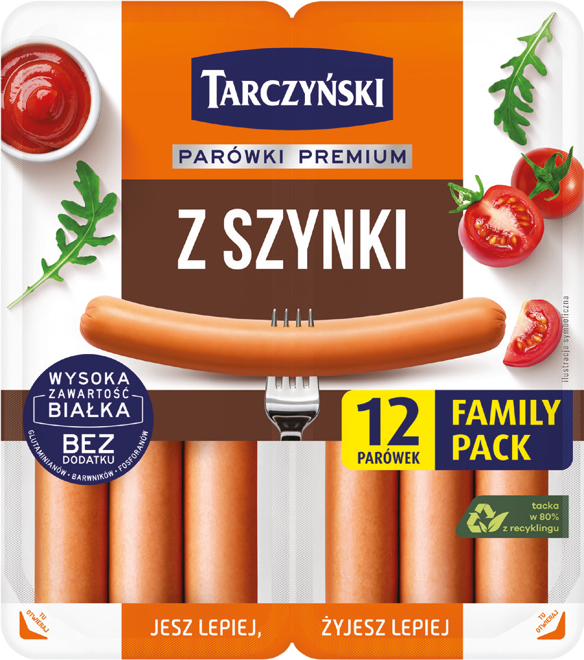 Parówki z szynki family pack Tarczyński 440g widok główny