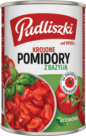 Pomidory krojone z bazylią Pudliszki 400/240g widok główny