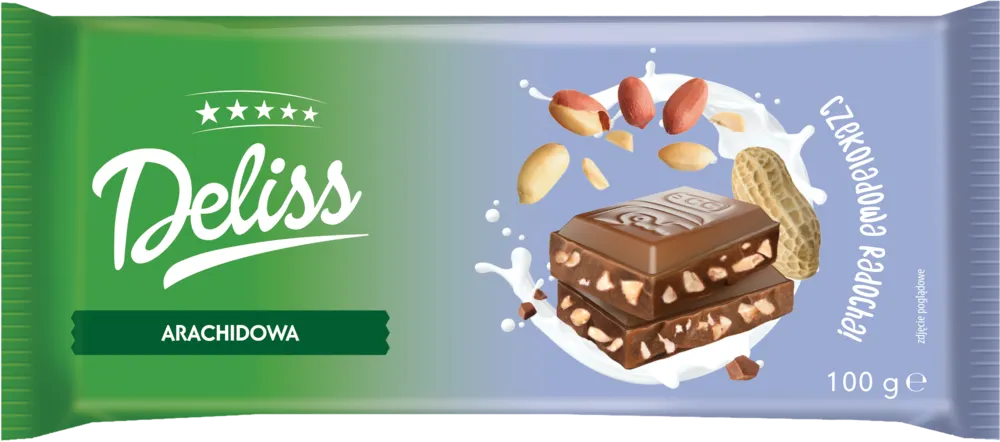 Czekolada z orzechami arachidowymi Deliss 100g widok główny
