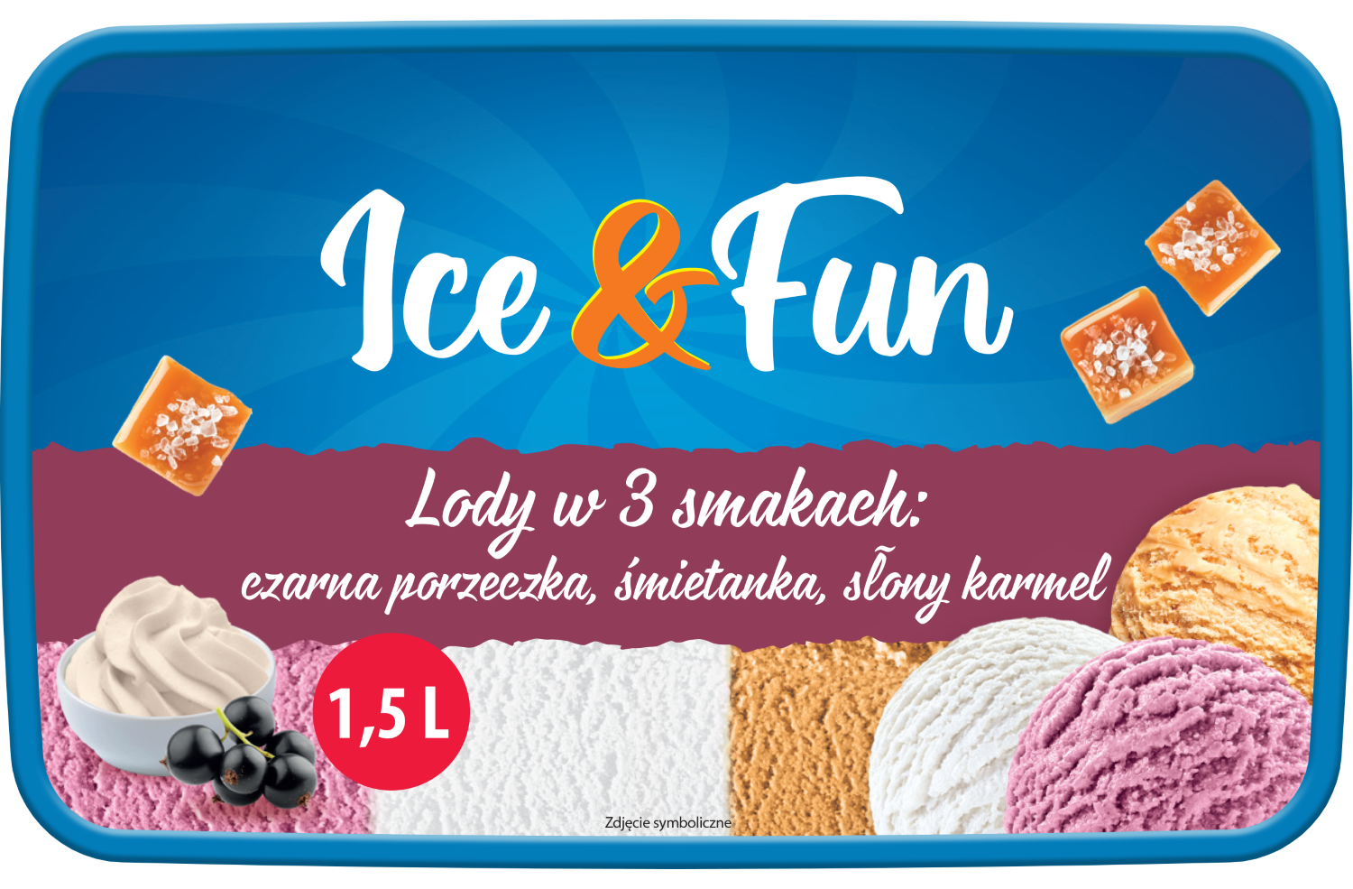 Zdjęcie produktu - Lody o sm. śmie słony karm czarn porz Ice&Fun 1,5l