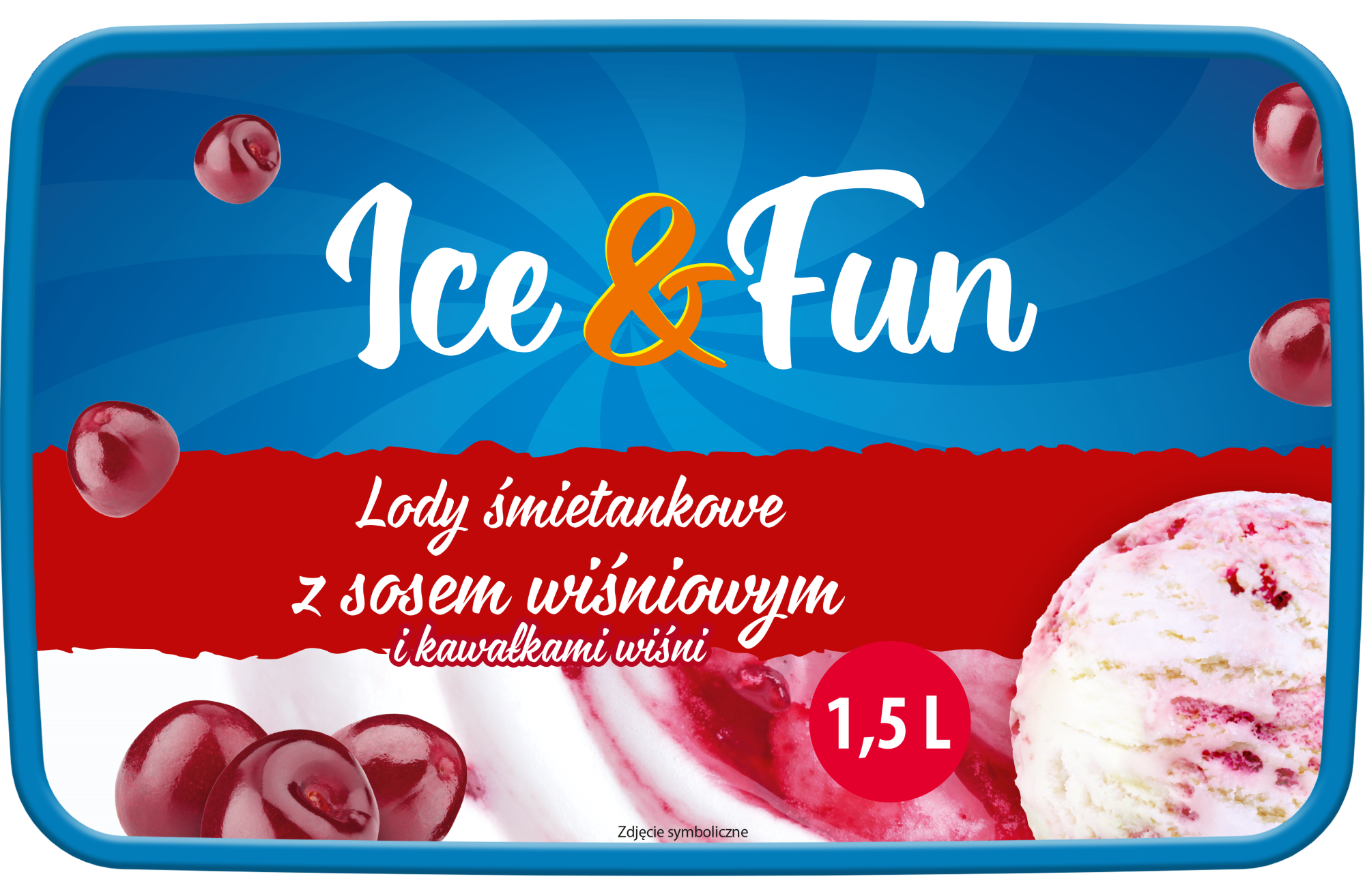 Lody śmietankowe z sosem wiśniowym Ice&Fun 1,5l widok 1