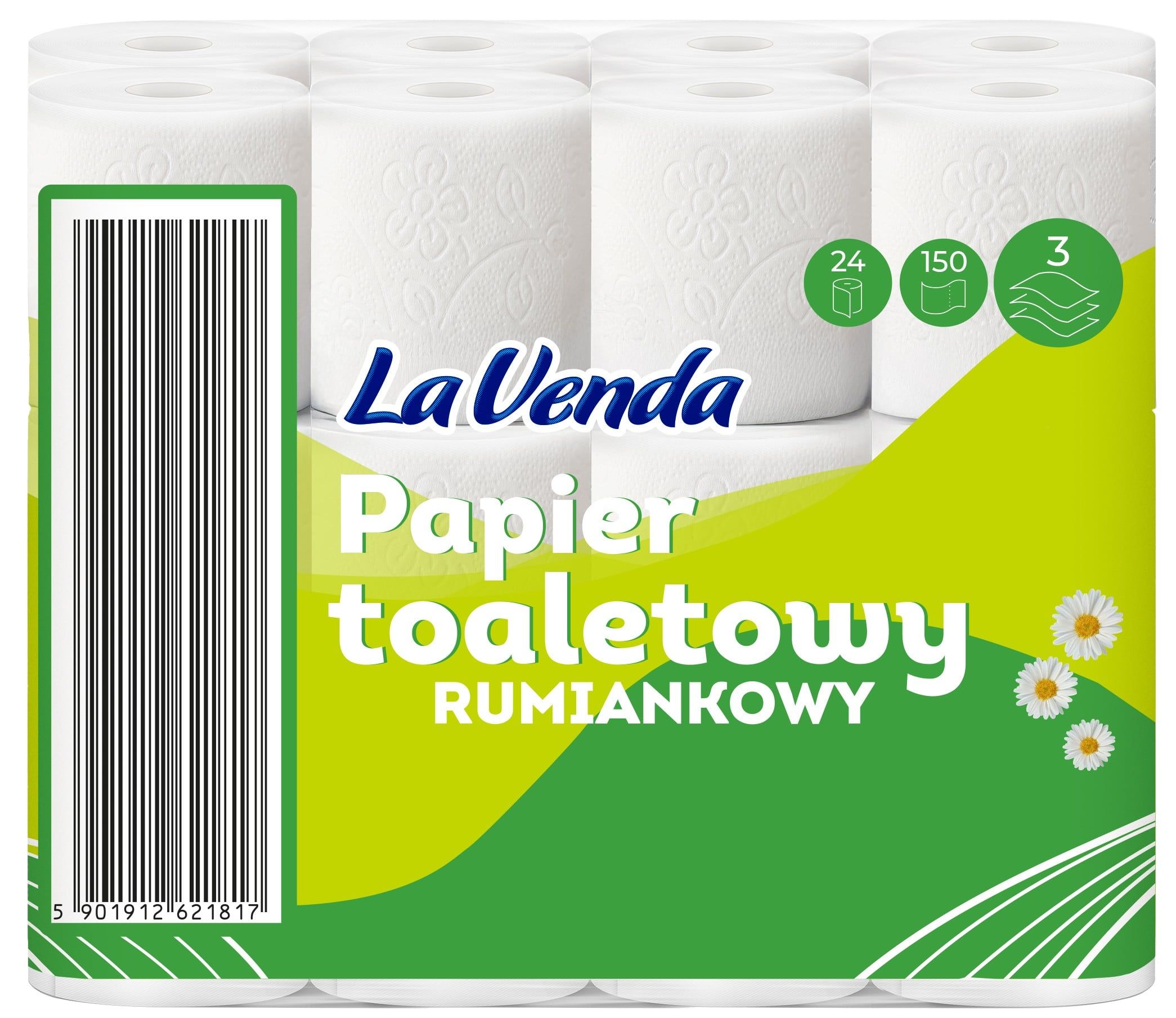 Zdjęcie produktu - Papier Toalet. Rumiankowy Lavenda A24x150l 3w 18m