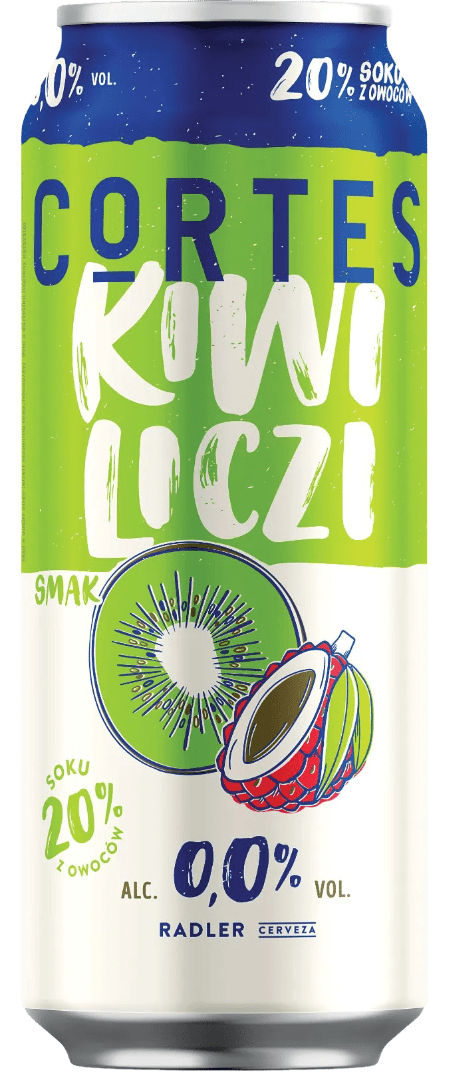 Piwo Cortes kiwi liczi 0,5l 0% puszka widok główny