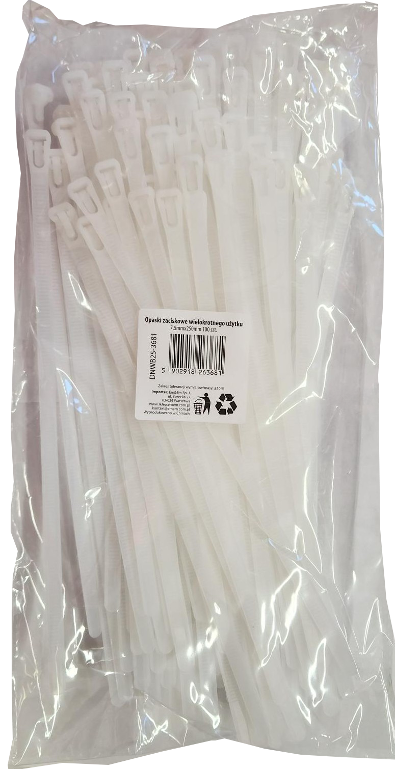 Opaski zaciskowe wielokro. użytku 7,5x250mm 100szt widok 1
