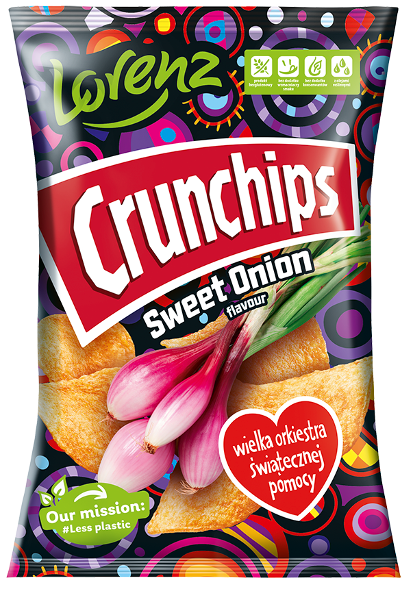 Chipsy Crunchips WOŚP sweet onion 130g widok główny