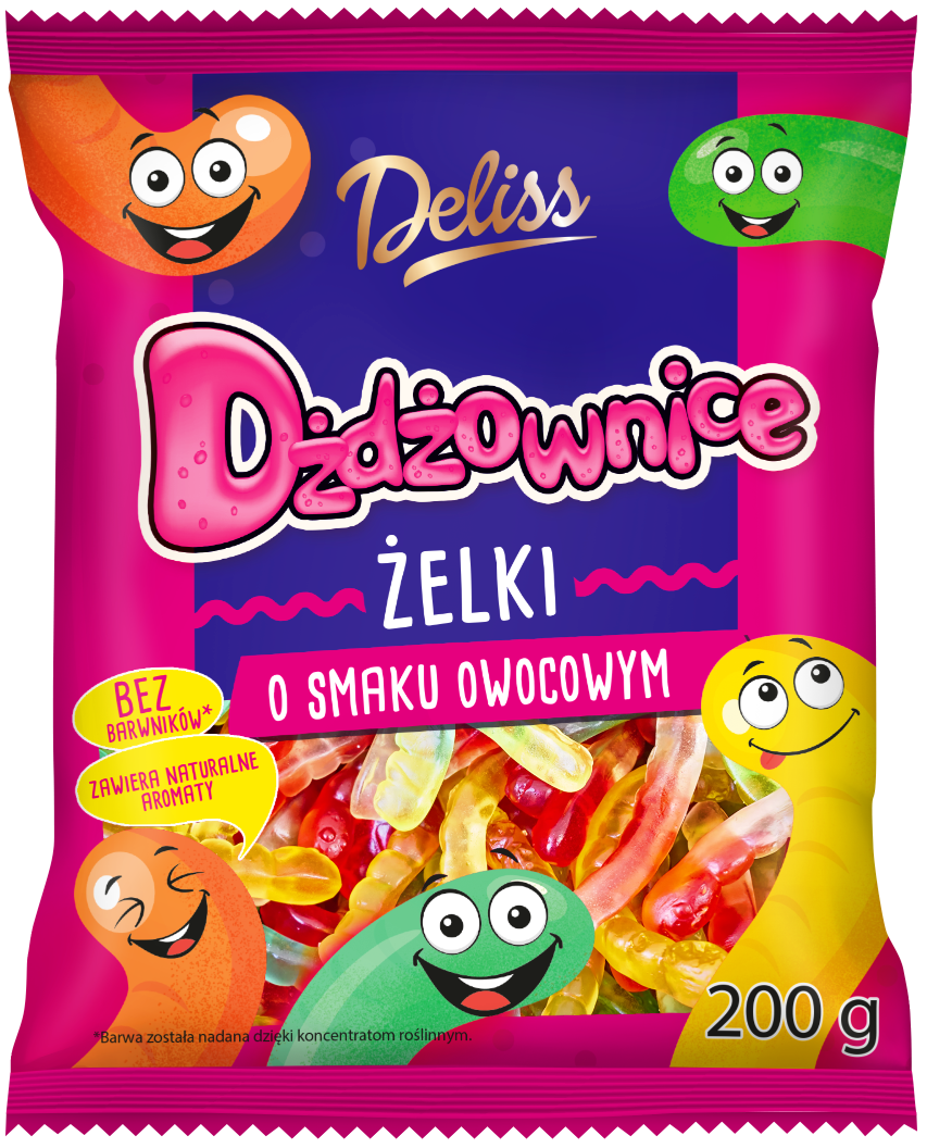 Żelki dżdżownice Deliss 200g widok 1