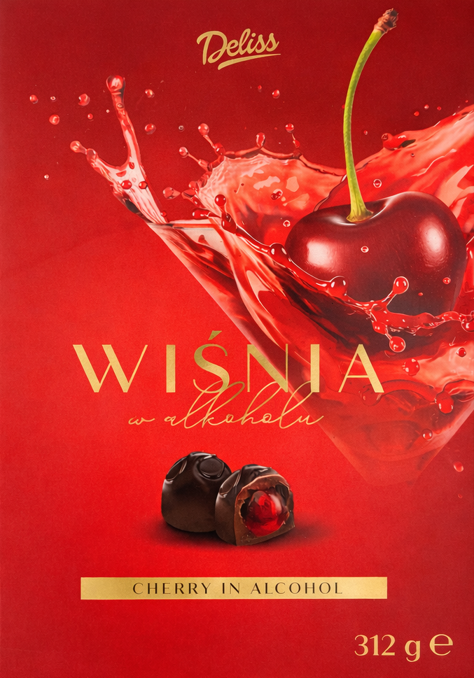 Bombonierka wiśnia w alkoholu Deliss 312g widok 1