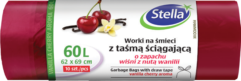 Worki na śmieci z taśmą wiśn+wan Stella 60l 10szt widok 1