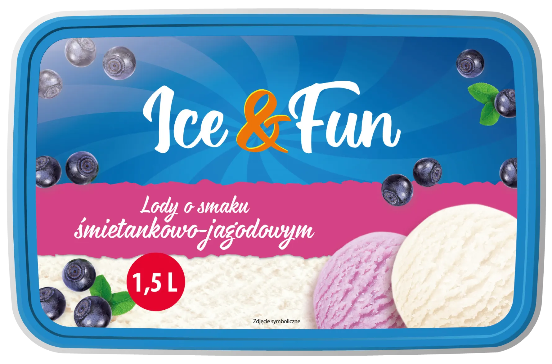 Lody śmietankowo jagodowe Ice&Fun 1,5l widok 1