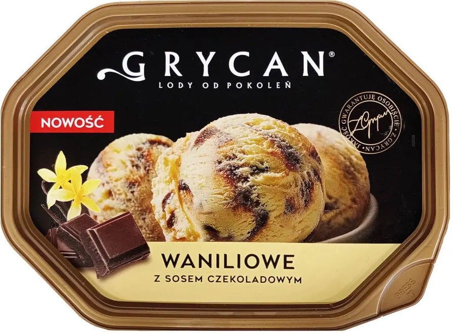 Lody Grycan waniliowe z sosem czekoladowym 0,9l widok 1