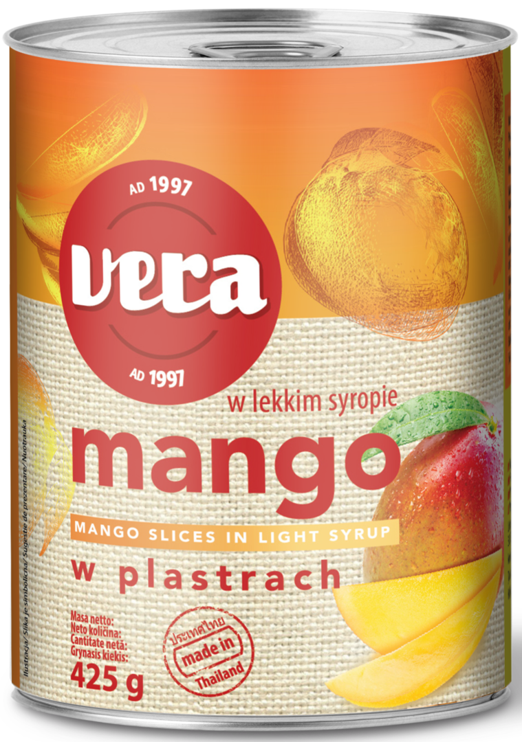 Mango w plastrach w lekkim syropie Vera 425/230g widok 1