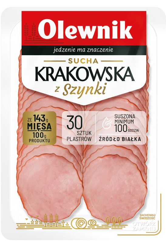 Kiełbasa Krakowska sucha z szynki Olewnik 100g widok główny