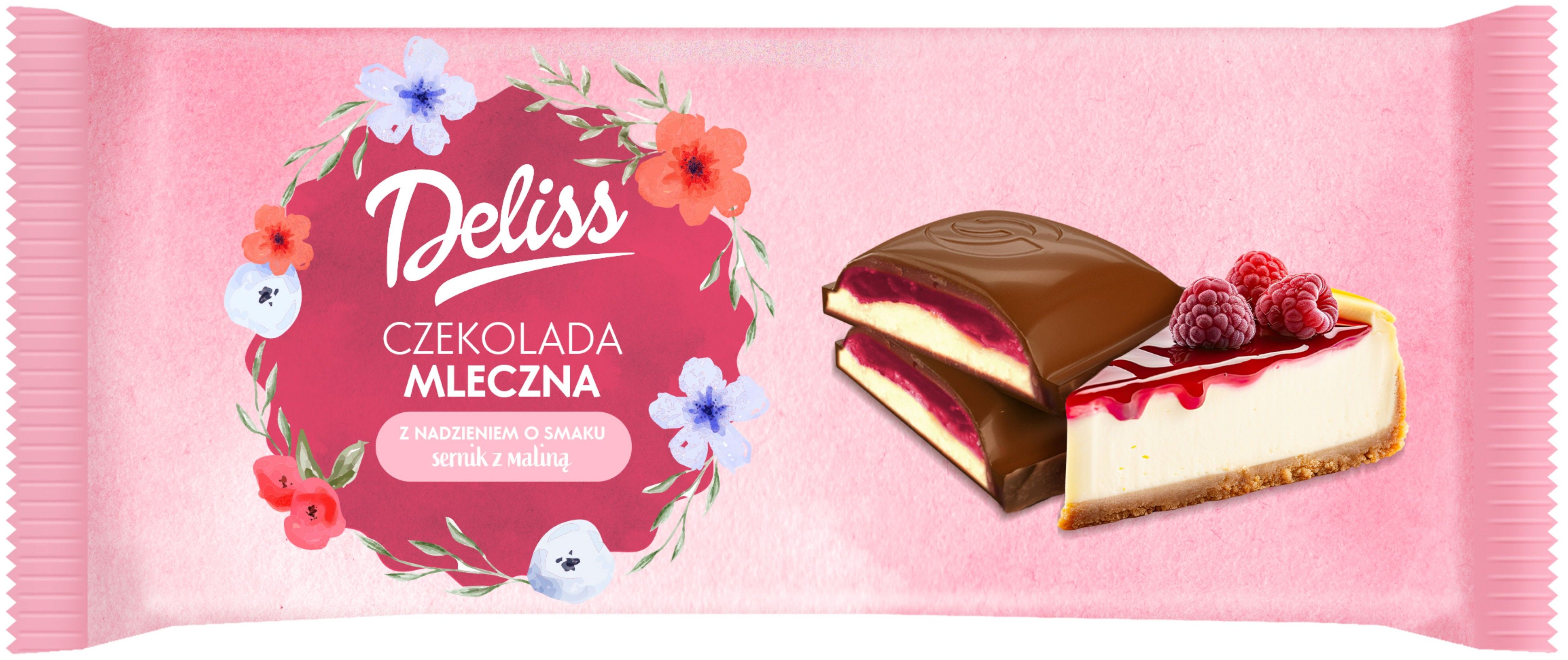Czekolada mleczna sernik z maliną Deliss 100g widok 1
