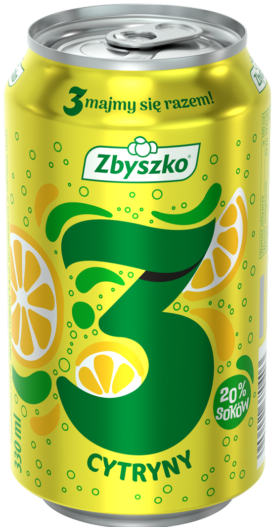 Napój gaz. 3 cytryny 20% soku Zbyszko 330ml widok 1