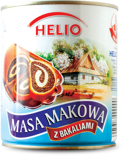 Masa makowa z bakaliami Helio 850g puszka widok 1