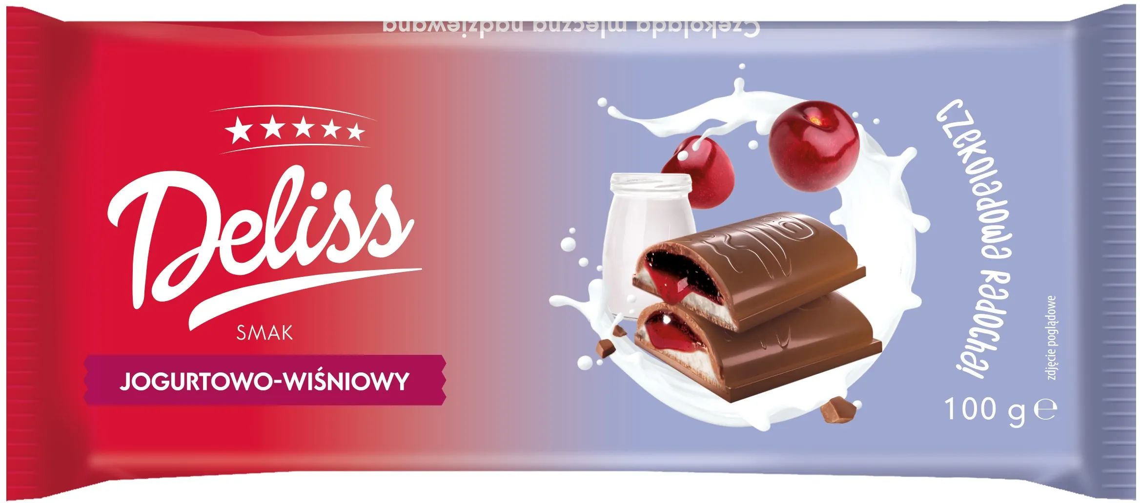 Czekolada mleczna jogurtowo wiśniowa Deliss 100g widok 1