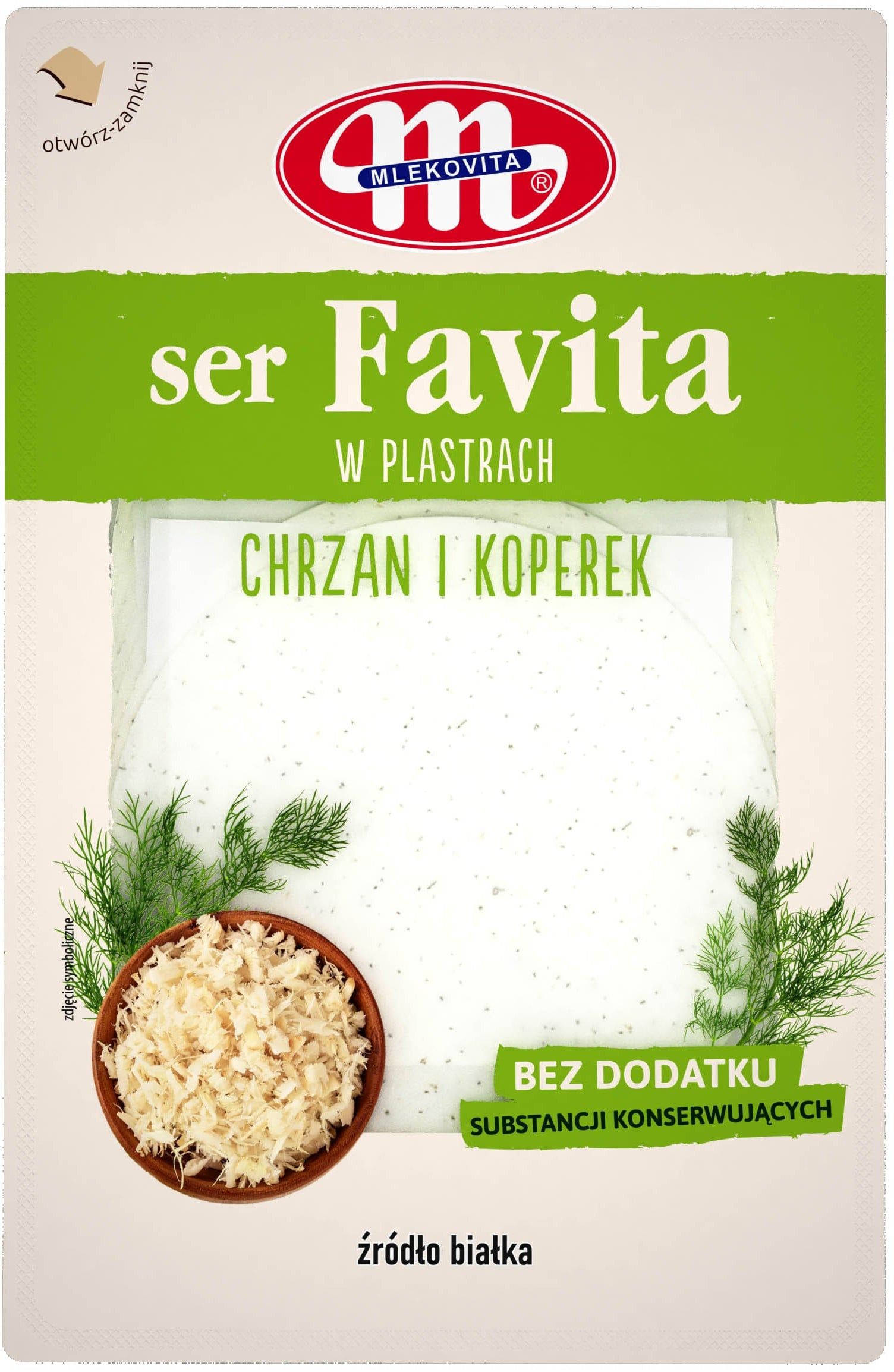 Ser chrzan koperek Favita Mlekovita plastry 180g widok 1