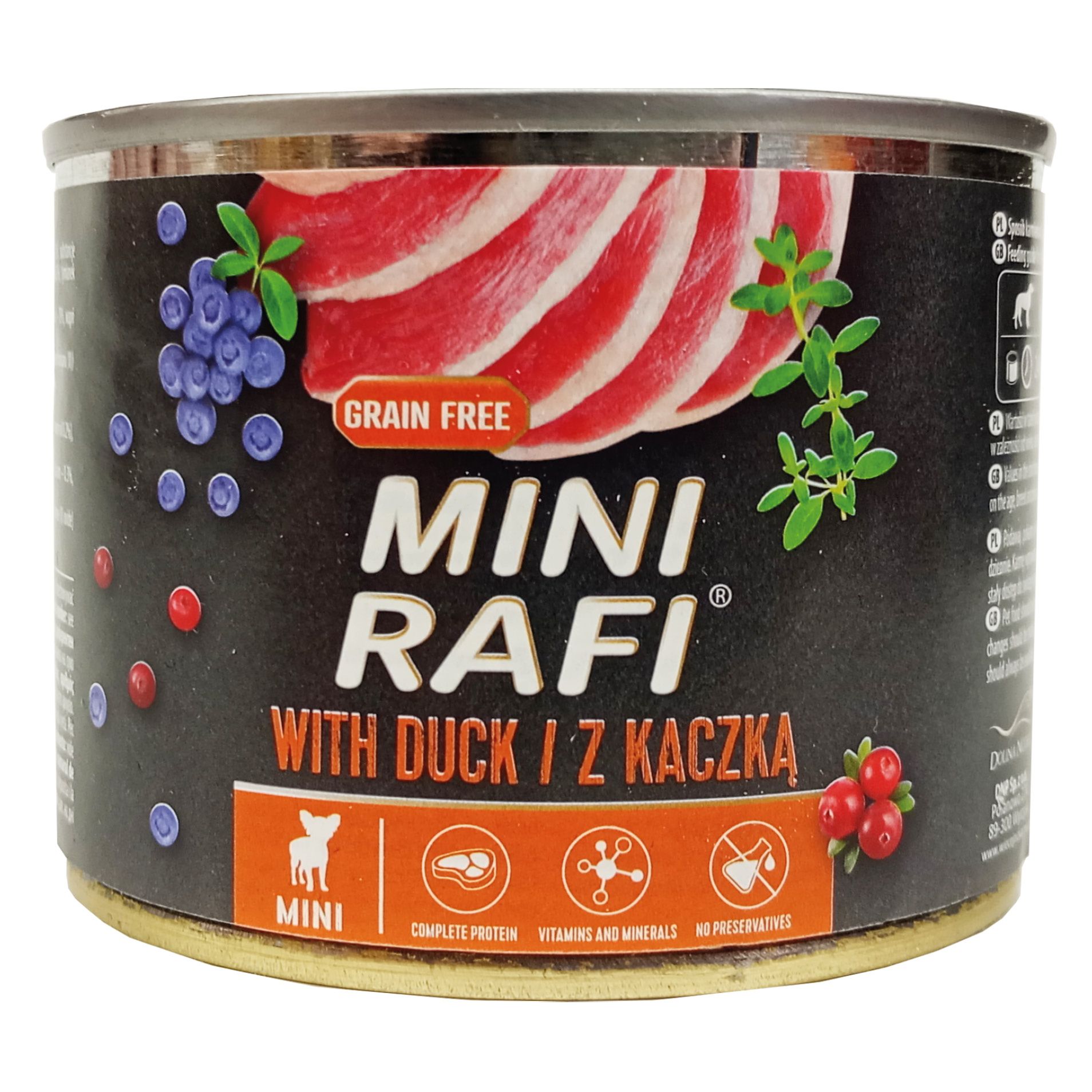 Karma dla psa mokra z kaczką Rafi Mini 185g widok 1