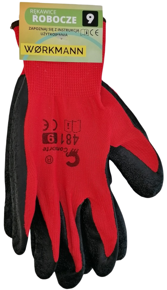 Rękawice robocze czerwone Workmann widok 1