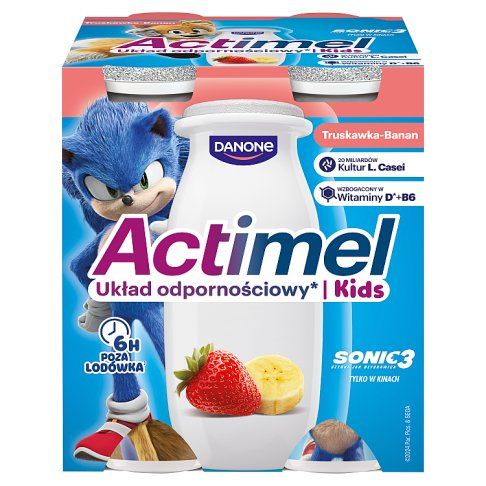 Actimel kids truskawka/banan 4x100g widok 6
