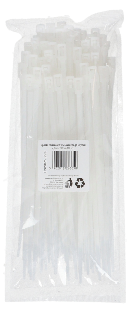 Opaski zaciskowe wielokro. użytku 4,8x200mm 100szt widok 1