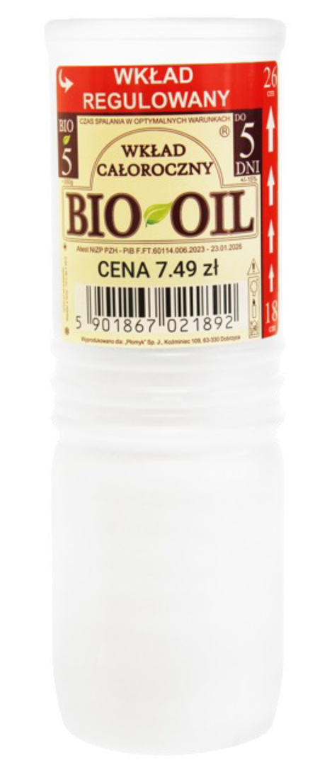 Wkład olejowy regulowany BIO5 Płomyk 350g 5dni widok 1