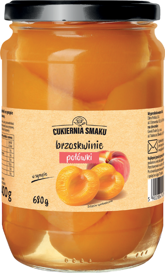 Brzoskwinie w syropie Cukiernia Smaku 680/400g widok główny 