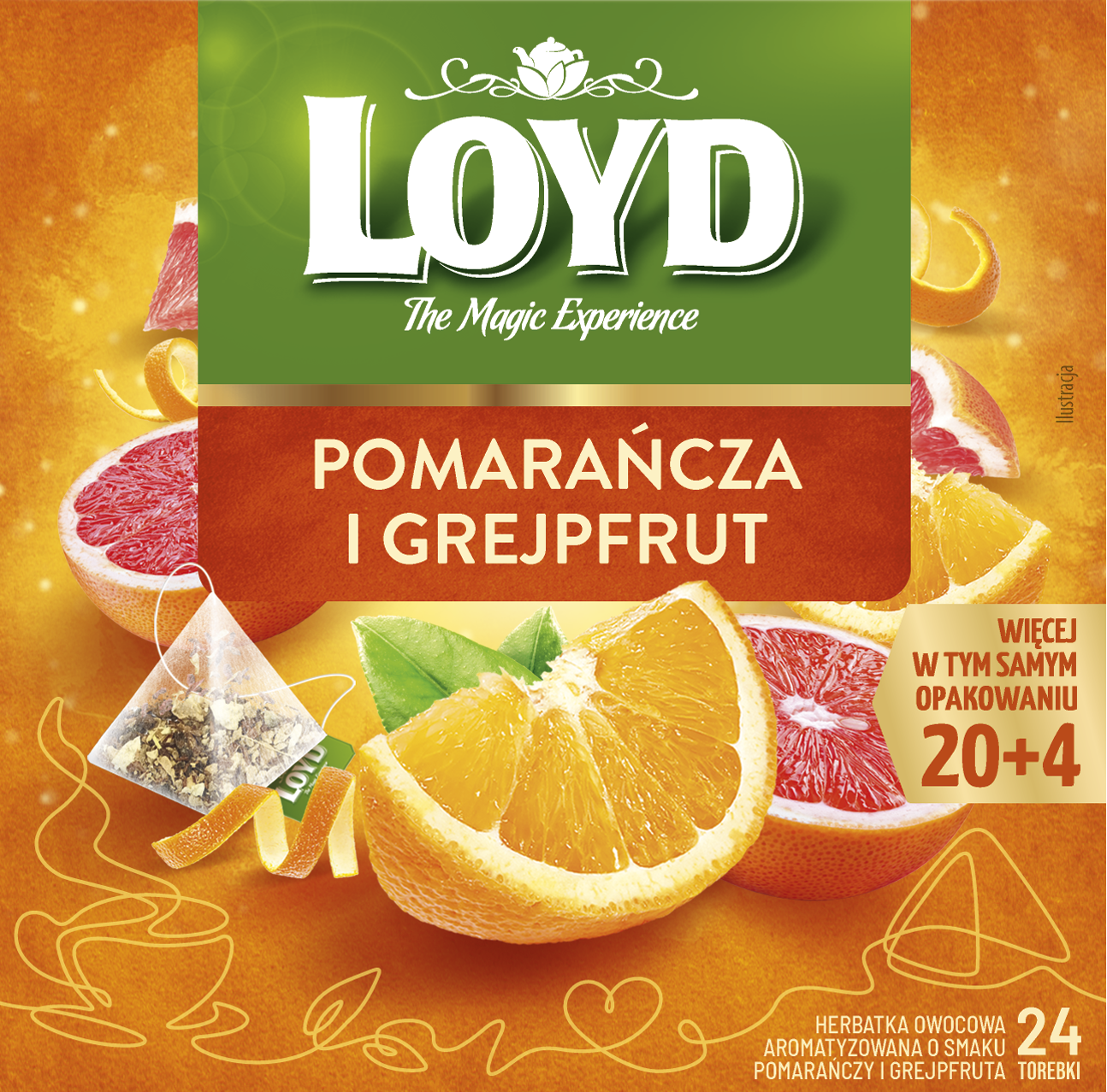 Herbatka owocowa pomarańcza grejpfrut Loyd 24x2g widok 1