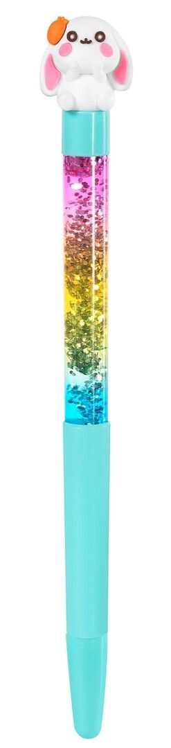 Długopis żelowy z płynnym brokatem z figurką widok 3