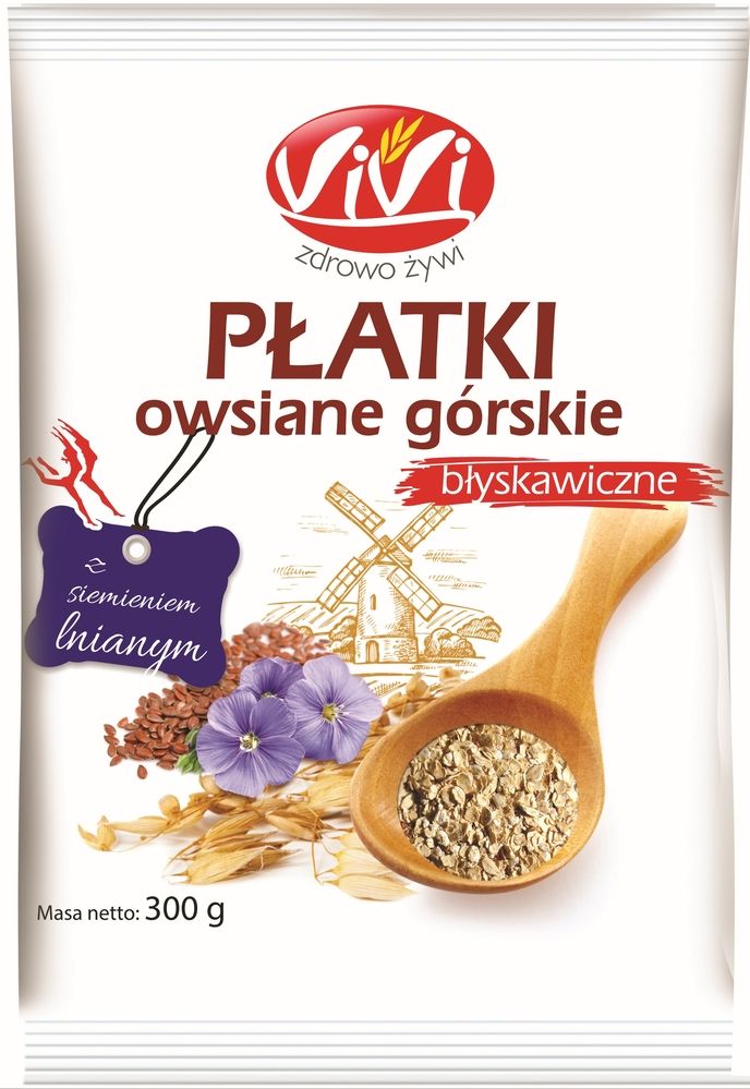 Płatki owsiane z siemieniem lnianym Vivi 300g widok 1