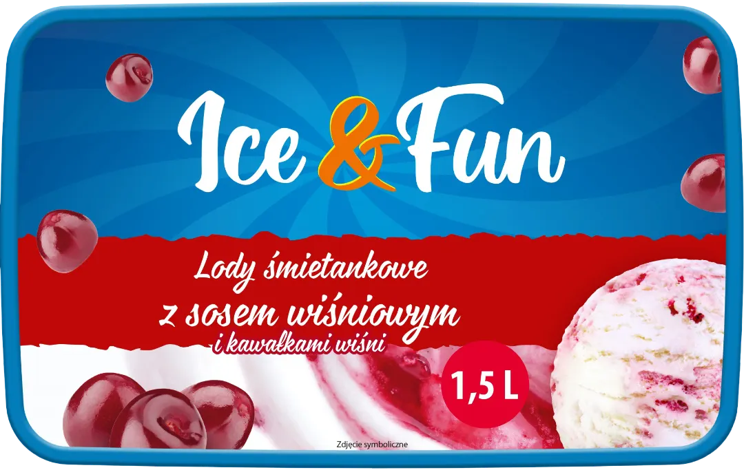 Lody śmietankowe z sosem wiśniowym Ice&Fun 1,5l widok 1
