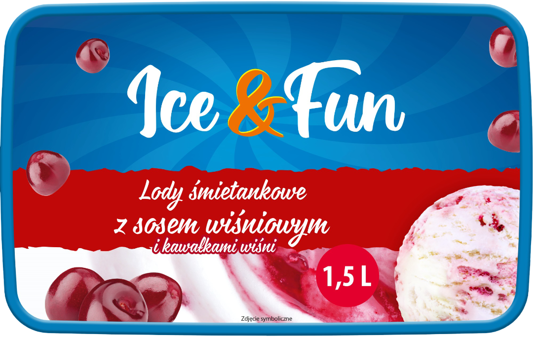 Lody śmietankowe z sosem wiśniowym Ice&Fun 1,5l widok 1