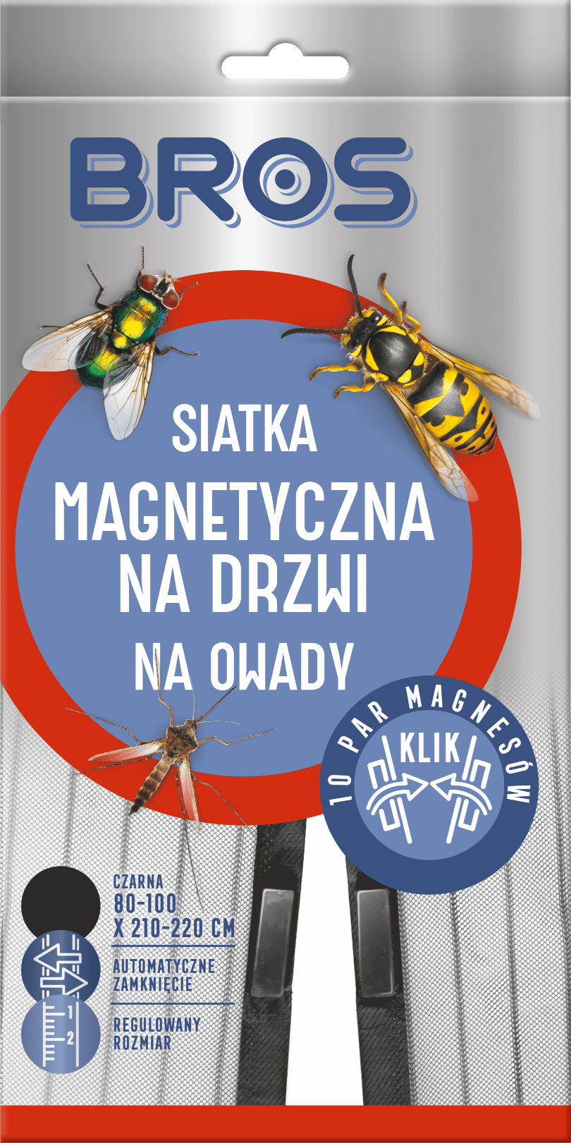 Siatka na drzwi magnet. 100x220 czarna Bros widok 1