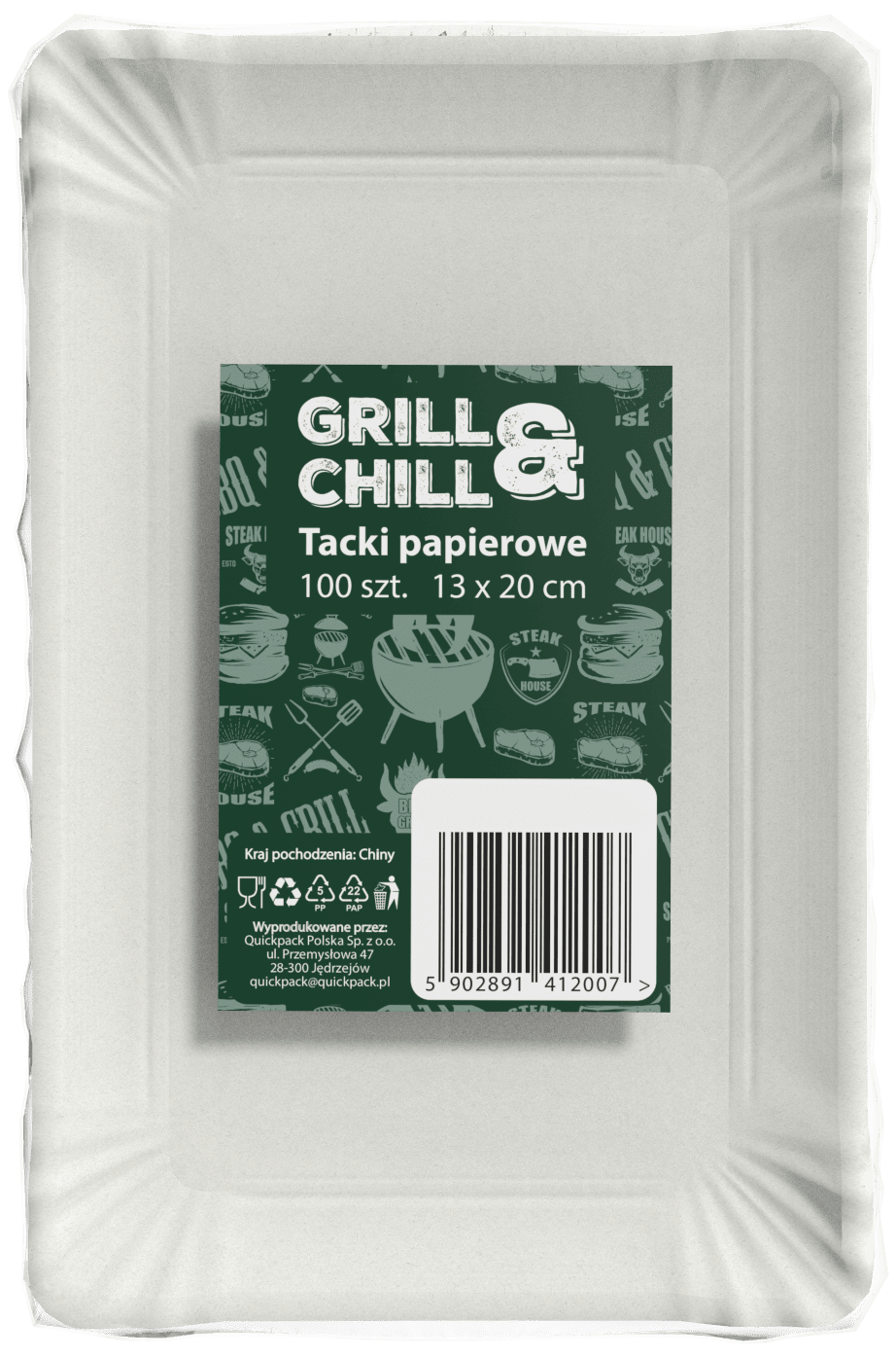 Tacki papierowe Grill&Chill 13x20cm 100szt widok 1