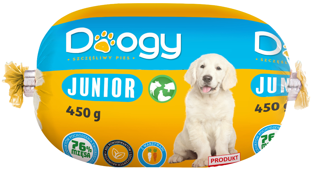 Karma dla psa mokra drób wiep woł Doogy jun. 450g widok główny