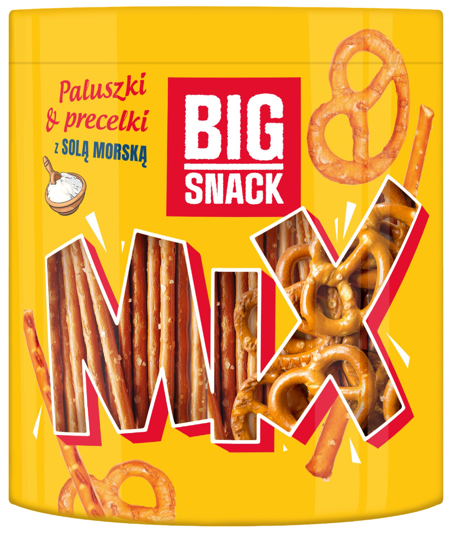 Paluszki i precelki mix z solą mors Big Snack 306g widok główny 